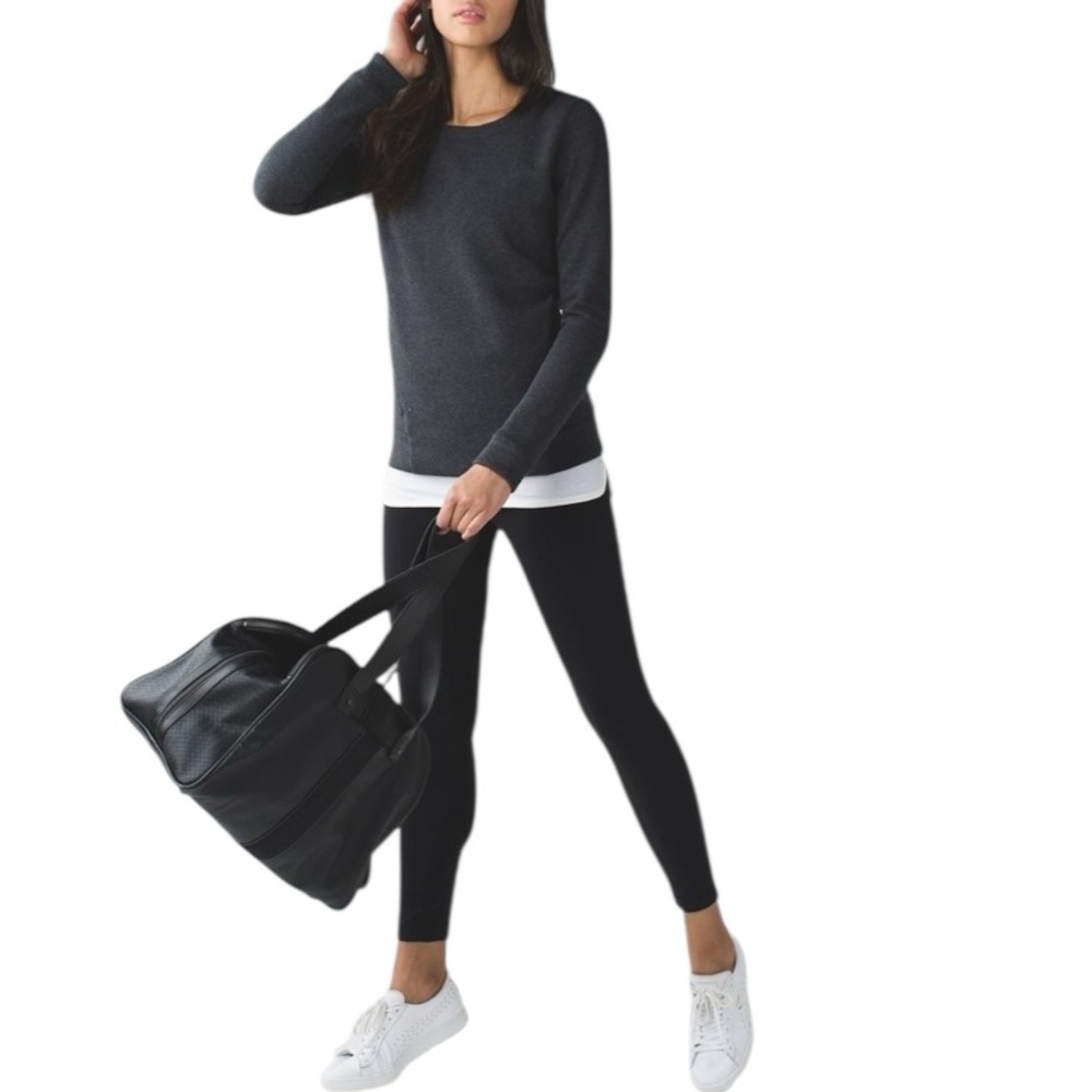 LULULEMON &Go Endeavor Long Sleeve Sweatshirt Heathered Black Grey Cutout Back